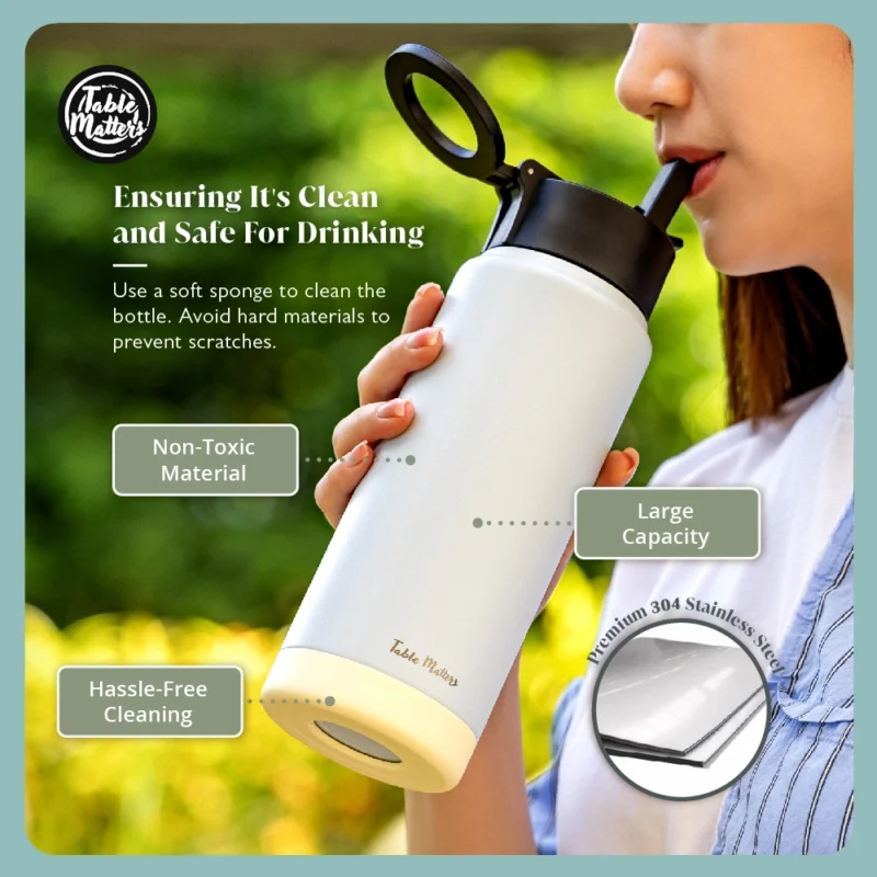 MAGSTIC - 24oz/700ml iPhone Magsafe Compatible Thermal Water Bottle with Sipping Straw Collection